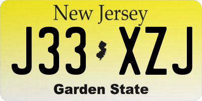 NJ license plate J33XZJ