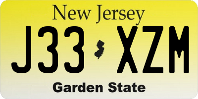 NJ license plate J33XZM