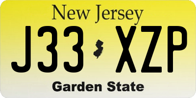NJ license plate J33XZP