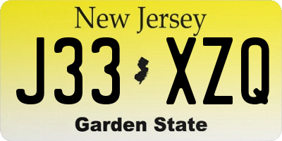 NJ license plate J33XZQ
