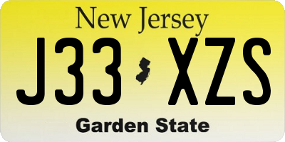 NJ license plate J33XZS