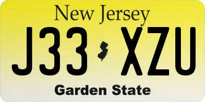 NJ license plate J33XZU