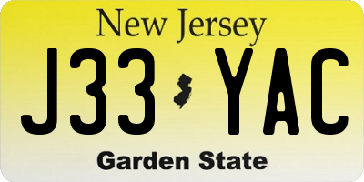 NJ license plate J33YAC
