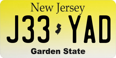 NJ license plate J33YAD