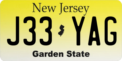 NJ license plate J33YAG