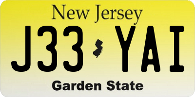 NJ license plate J33YAI