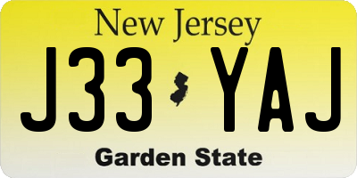 NJ license plate J33YAJ