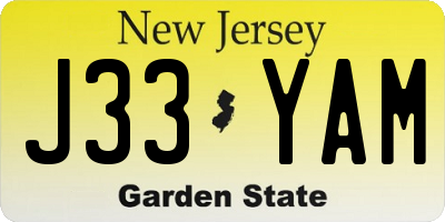 NJ license plate J33YAM
