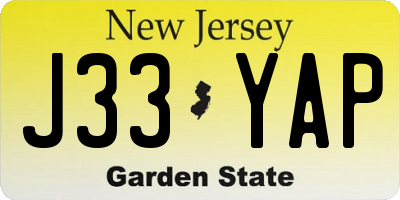 NJ license plate J33YAP