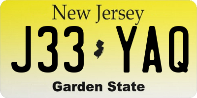 NJ license plate J33YAQ