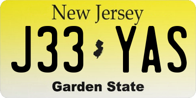 NJ license plate J33YAS
