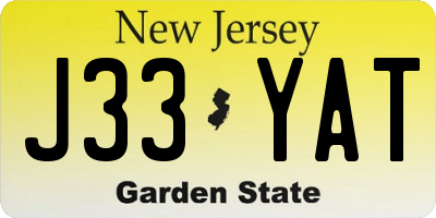 NJ license plate J33YAT