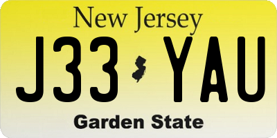 NJ license plate J33YAU