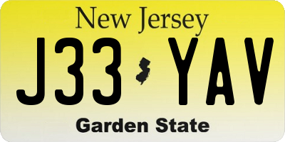 NJ license plate J33YAV