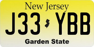 NJ license plate J33YBB