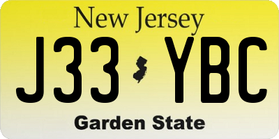 NJ license plate J33YBC