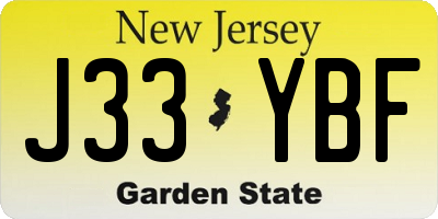 NJ license plate J33YBF