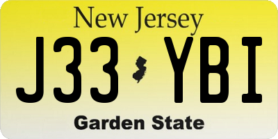 NJ license plate J33YBI