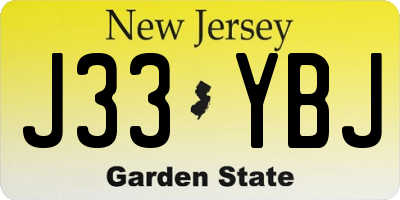 NJ license plate J33YBJ