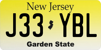 NJ license plate J33YBL