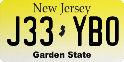 NJ license plate J33YBO