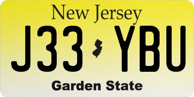 NJ license plate J33YBU