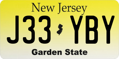 NJ license plate J33YBY