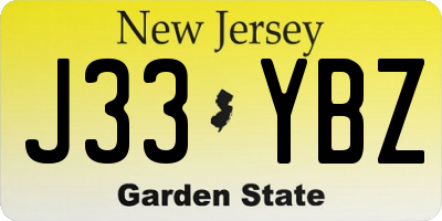 NJ license plate J33YBZ