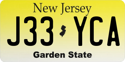 NJ license plate J33YCA