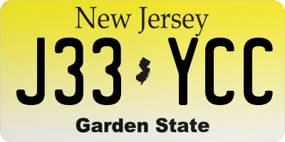 NJ license plate J33YCC