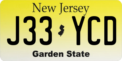 NJ license plate J33YCD