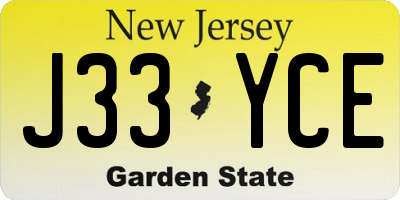 NJ license plate J33YCE