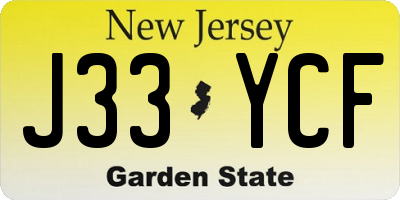 NJ license plate J33YCF