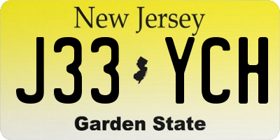 NJ license plate J33YCH