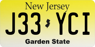 NJ license plate J33YCI