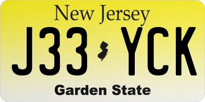 NJ license plate J33YCK
