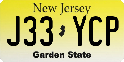 NJ license plate J33YCP