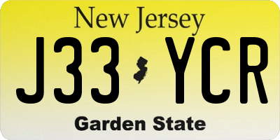 NJ license plate J33YCR