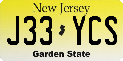 NJ license plate J33YCS
