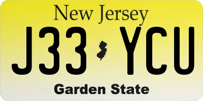 NJ license plate J33YCU