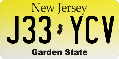 NJ license plate J33YCV