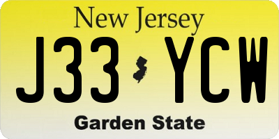 NJ license plate J33YCW