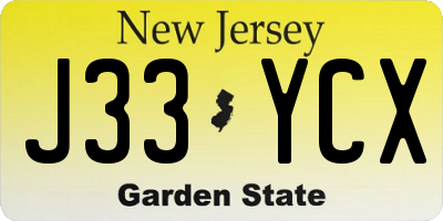 NJ license plate J33YCX