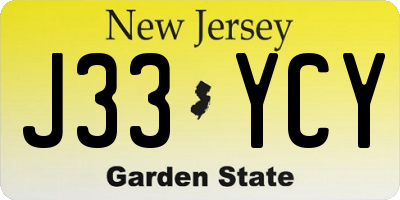 NJ license plate J33YCY