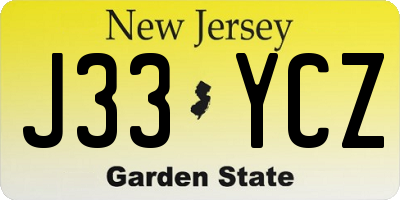NJ license plate J33YCZ