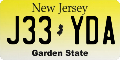 NJ license plate J33YDA