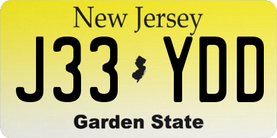 NJ license plate J33YDD