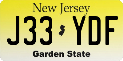 NJ license plate J33YDF