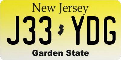 NJ license plate J33YDG