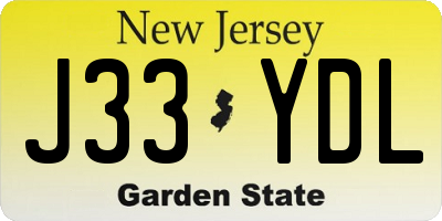 NJ license plate J33YDL